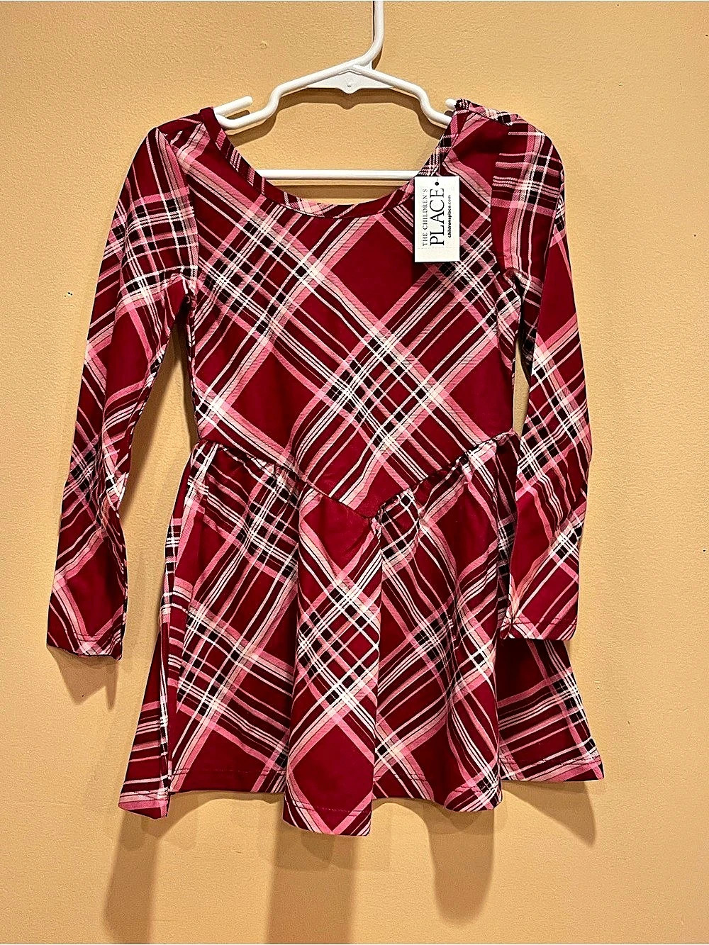 The Children’s Place Girls Plaid Dress in Red & White Size 4 NWT